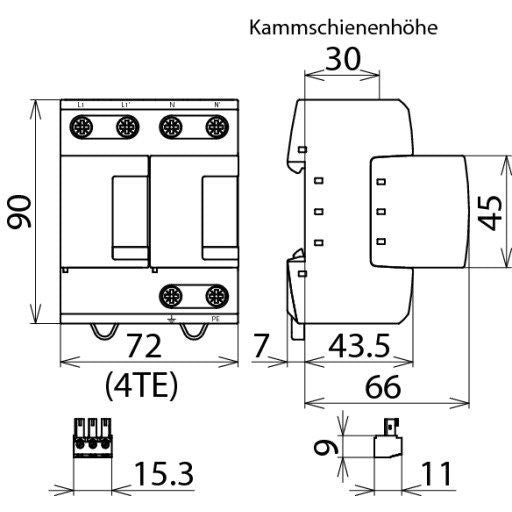 DEHN - Kombi-Ableiter für Energietechnik Kombi-Ableiter DV M TT 2P 255 FM DEHNventil M