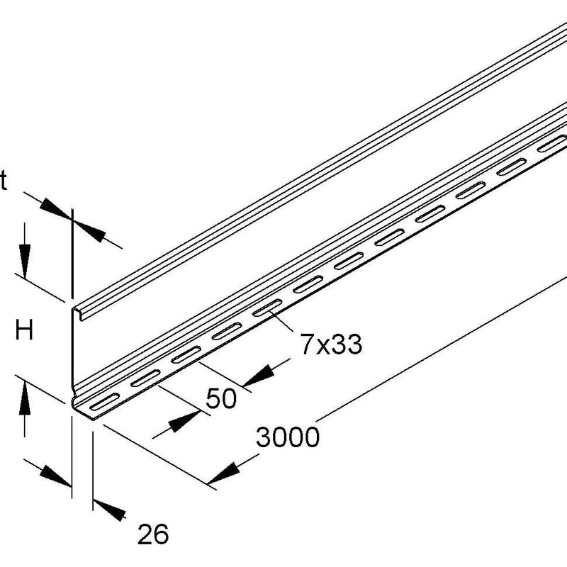 Niedax - Trennwand für Kabeltragsystem Trennsteg RW 110-2.0 S 108x2998mm Stahl vz. − 3 Meter
