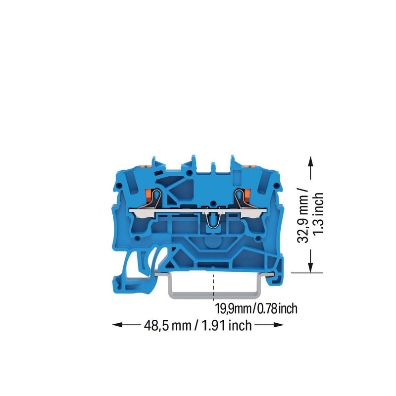 WAGO - Durchgangs-Reihenklemme 2-Leiter-Durchgangsklemme 2202-1204 2,5qmm, blau