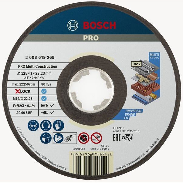 Bosch - Trenn-/Schleifscheibe PRO Multi Material X-Lock 2608619269 Trennscheibe 125 x 1