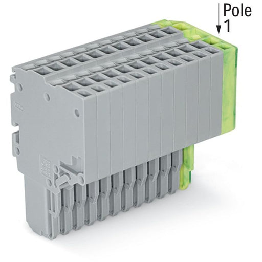 WAGO - Ein- und mehrpolige Klemmenleiste 2-Leiter-Federleiste 2020-213/000-036 1,5mm²,gr/gn-ge − 10 Stück