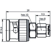 Telegärtner - Koax-Kupplung Adapter BNC-SMA (M-M) 100023638 − 5 Stück