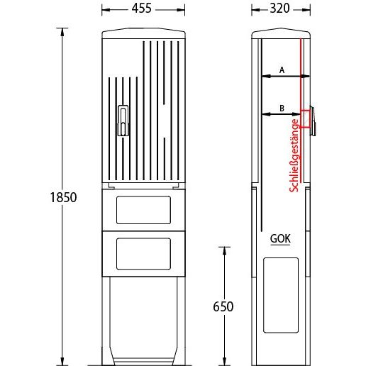 uesa - Gehäuse/Schaltschrank (leer) Leersäule IP44 A060-1850 1850x455x320