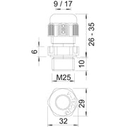 OBO Bettermann - Kabelverschraubung Verschraubung V-TEC VM25 SGR Vollmetrisch