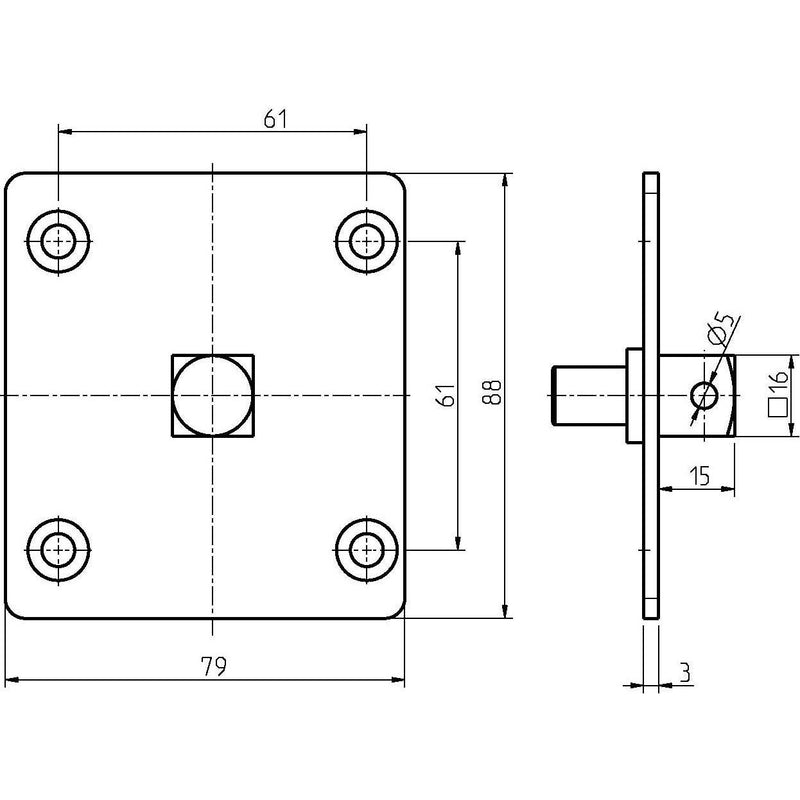 DELTA DORE - Zubehör/Ersatzteile für Tor-/Rollladenantriebe Adapter 4016-LHK f.Handk. 16er 4-kant