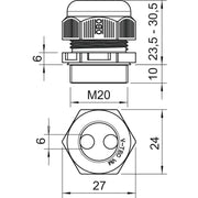 OBO Bettermann - Kabelverschraubung V-TEC VM20 2x6 M20, PA, lichtgrau − 1 Stück