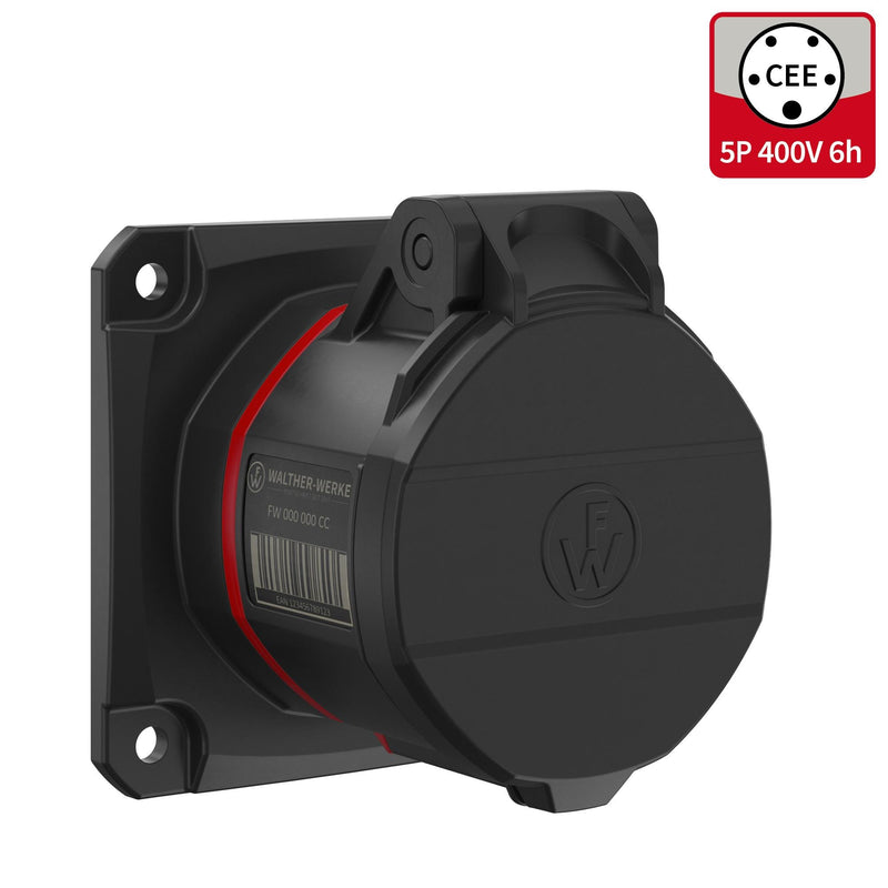 Walther Werke - CEE-Anbausteckdose (IEC 60309) CEE NEO Anbaudose gerade FW411506CC 16A 5P 6h IP54 − 10 Stück