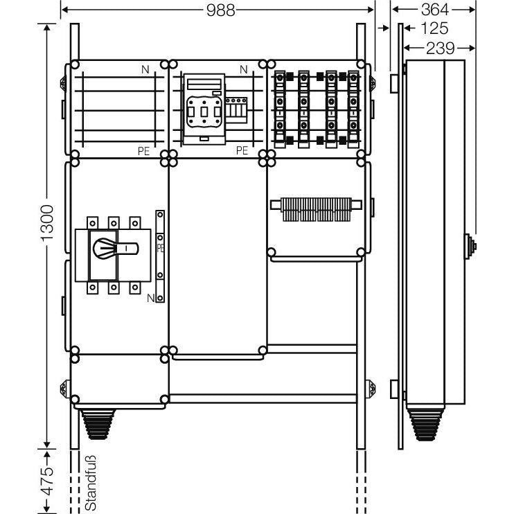 Hensel - Verteilerschrank für Energieversorgung Ladeverteiler Mi EV 22kW 4001 f.4 Ladep. a 22kW