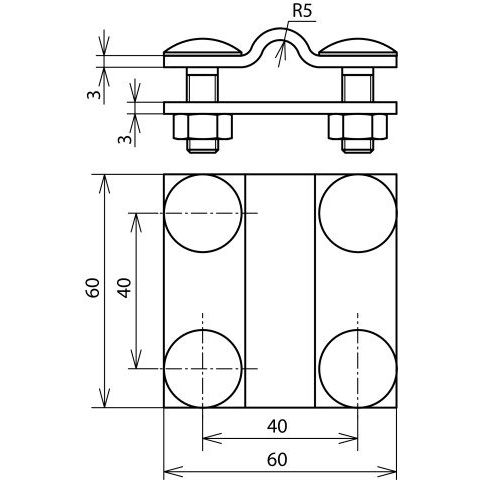 DEHN - Verbinder für Blitzschutz Kreuzstück KS8.10FL30 FRSM8 V4A f. Rd 8-10/Fl 30mm