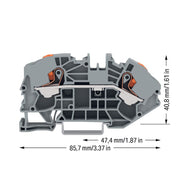 WAGO - Durchgangs-Reihenklemme 2-Leiter-Verteilerklemme 2216-7601 Drücker,16mm²,grau