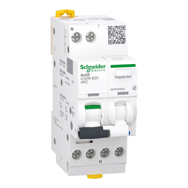 Schneider Electric - Leitungsschutzschalter mit Zusatzeinrichtung Brandschutzschalter A9TPD4620 AFDD 1P+N, 20A, B