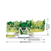 WAGO - Schutzleiter-Reihenklemme 2-Leiter/2-Pin-PE-Basiskl. 2022-1407/999-953 grün-gelb − 50 Stück