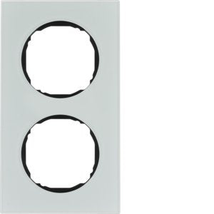 Berker - Abdeckrahmen Rahmen 2-fach 10122609 flach Glas polarweiß