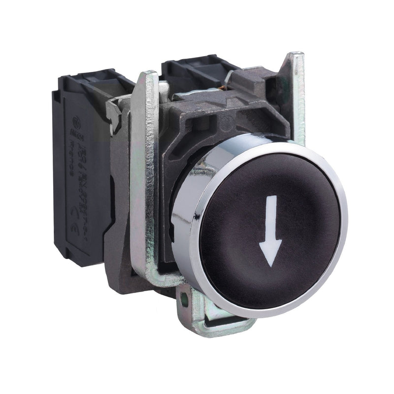 Schneider Electric - Drucktaster, Komplettgerät Drucktaster XB4BA3351 flach,sw,1S,Pfeil(V)