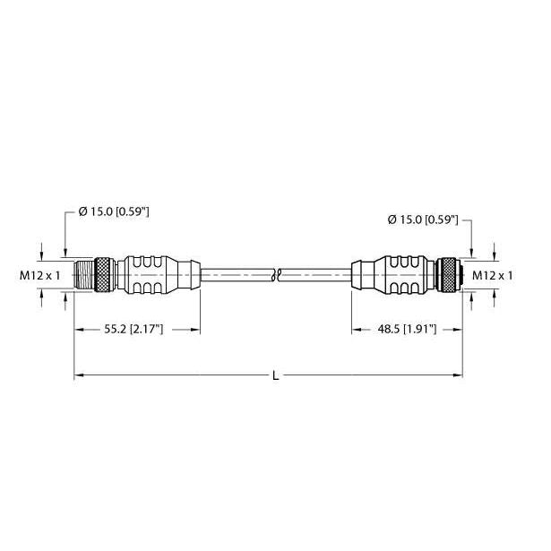 Turck - Rundsteckverbinder, feldkonfektionierbar (Industriesteckverbinder) Verbindungsleitung RSC RKC 572-2M