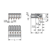 WAGO GmbH & Co. KG - Leiterplattensteckverbinder THTFederleiste abgewinkelt 831-3528 Maß 7,62mm,lgr − 12 Stück