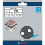 Bosch - Schleifpapier/Schleifvlies PRO F355 Schleifblatt, 115 2608605559 mm, 120, 5-tlg