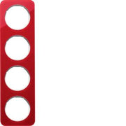 Berker - Abdeckrahmen Rahmen 4-fach 10142349 rot trans./polws glz