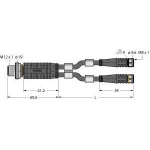 Turck - Passiver Sensor-/Aktor-Verteiler (mit Leitung) Y-Verterteiler m. Leitung VBRS4.42PKG3#6629198 StM12x1-2xKuM8x1  − 1 Stück
