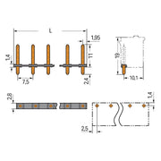 WAGO GmbH & Co. KG - Leiterplattensteckverbinder THR-Stiftleiste Lötstift 2092-3705/200-000 1,4 mm,gerade,sw − 400 Stück
