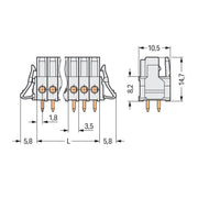 WAGO - Leiterplattensteckverbinder THT-Federleiste gerade 734-472/037-000 3,5mm,lichtgrau − 50 Stück