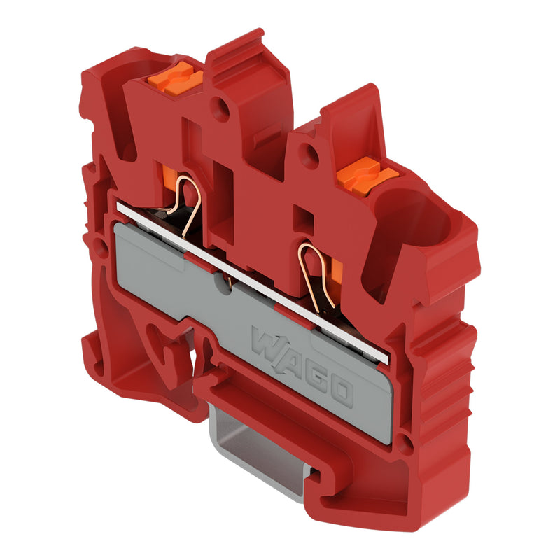 WAGO - Durchgangs-Reihenklemme 2-LeiterMini-Durchgangskl. 2252-1203 Drücker,2,5 mm²,rot − 100 Stück