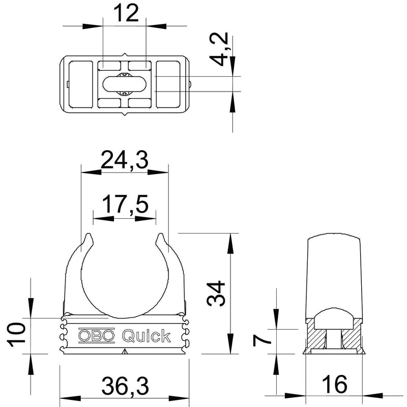 OBO Bettermann - Rohrschelle Quick-Schelle 2955 M25 SW M25 − 100 Stück