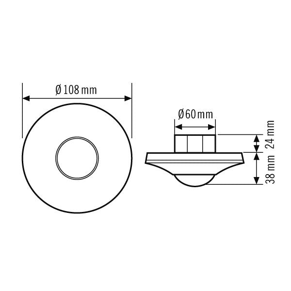 ESYLUX - Bussystem-Bewegungsmelder Decken-Präsenzmelder PD-C360i/8 KNX UP BK