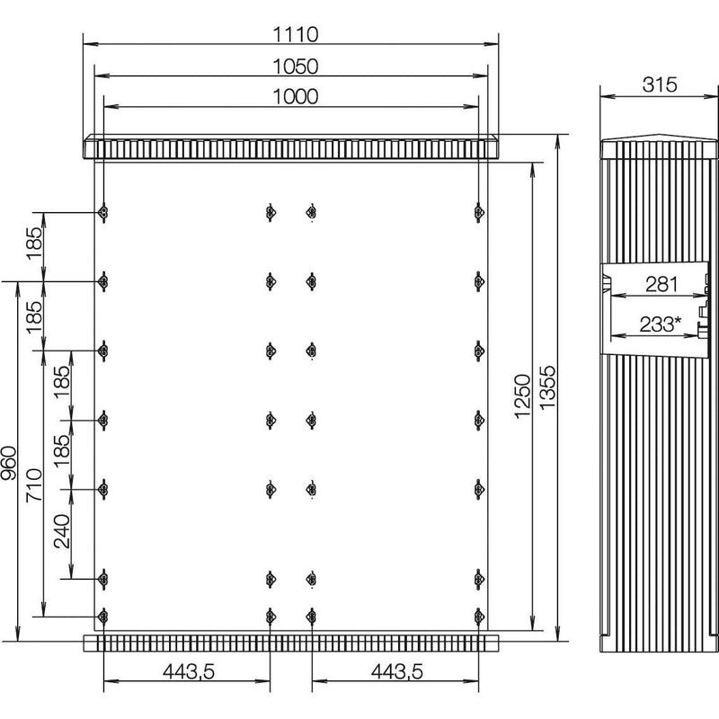 ABN - Leergehäuse Kabelverteilerschrank SL132P mit Montageplatte