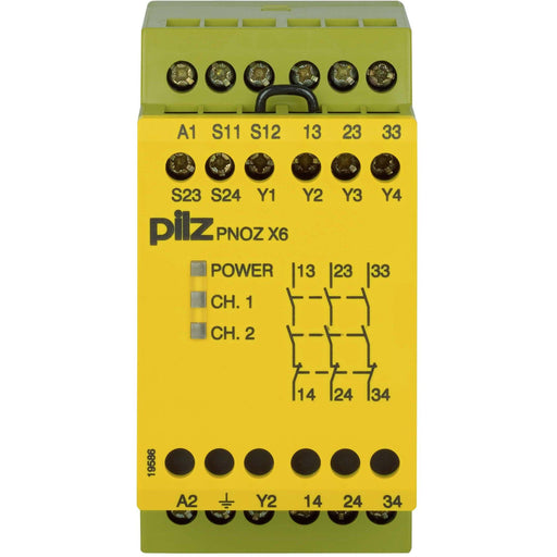 Pilz - Gerät zur Überwachung von sicherheitsgerichteten Stromkreisen Not-Aus-Schaltgerät PNOZ X6 #774721 42VAC 3n/o