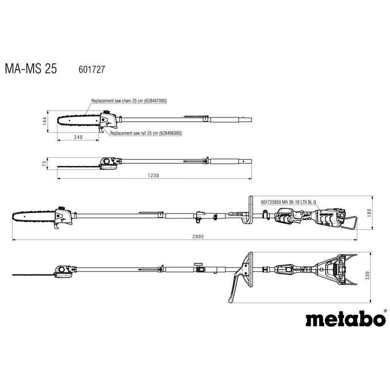 Metabowerke - Systemzubehör für Sägen (Akku/elektrisch/Druckluft) Hochentaster MA-MS 25