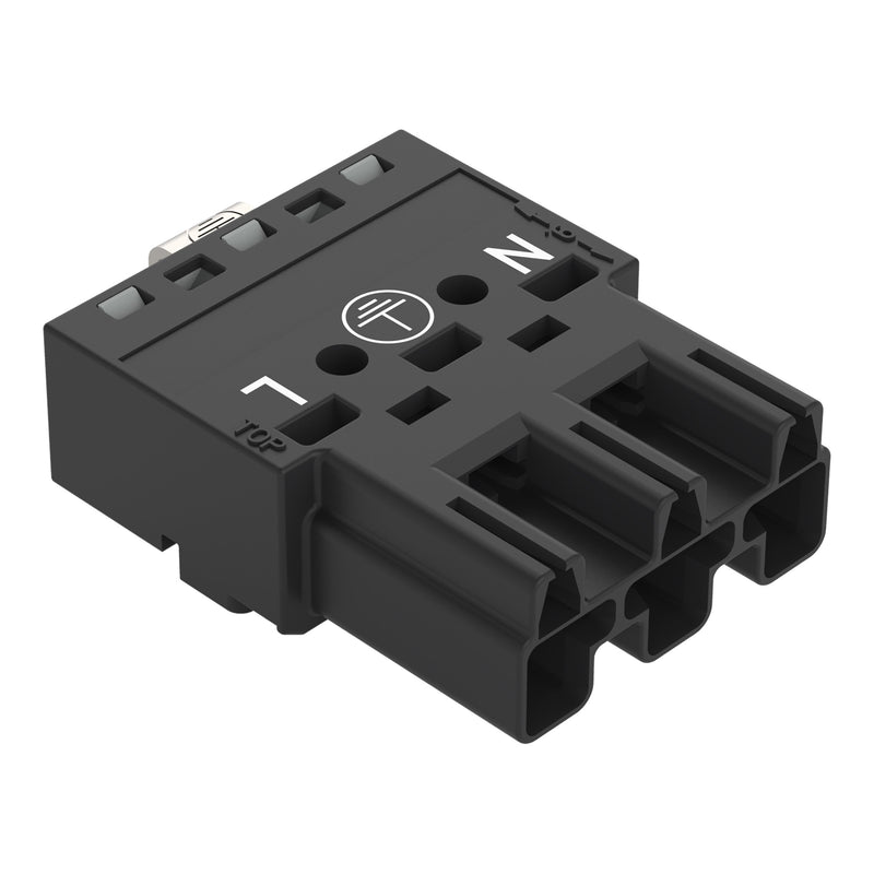 WAGO - Steckverbinder für steckbare Gebäudeinstallation Stecker m. PE-Direktkontat 770-213/002-000 3-polig,schwarz − 100 Stück