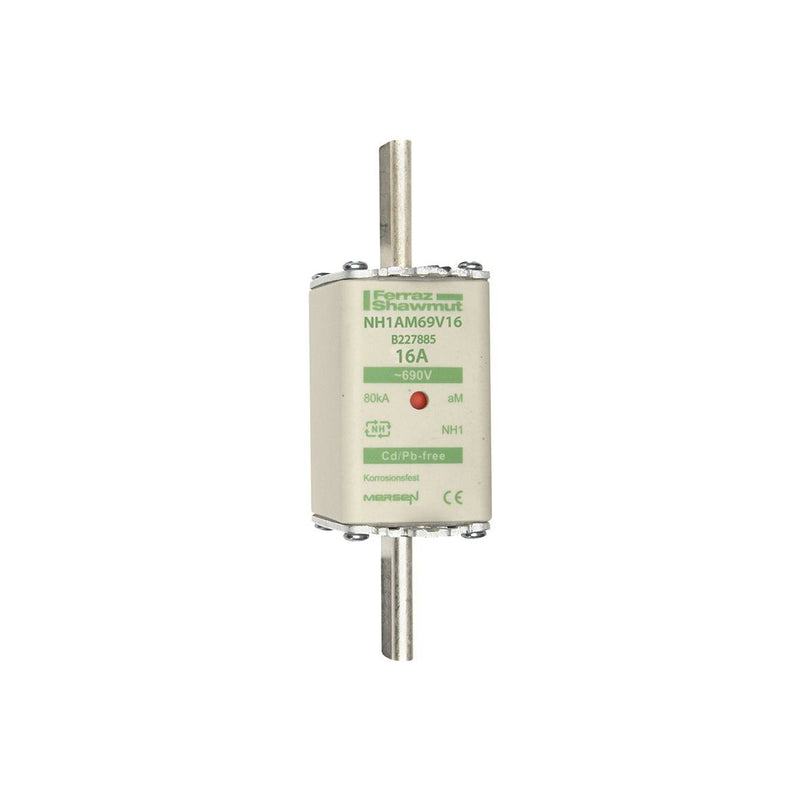 Mersen - Messersicherung Sicherungseinsatz NH aM NH1AM69V16 Gr.1 16A sfü KM − 3 Stück