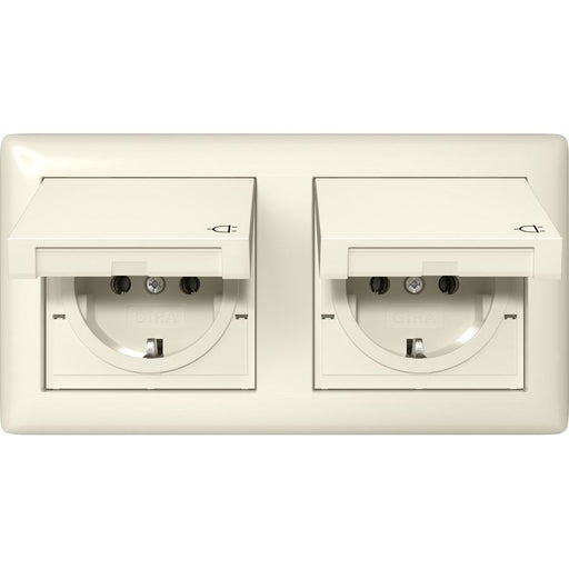 Gira - Steckdose KD +Set IP44 415801 Rahmen 2f Cremeweiß