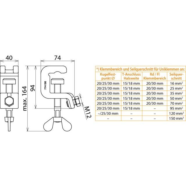 DEHN - Anschlusselement für EuK-Vorrichtung Universalerdungsklemme UEK 30 FS D=25/30mm, T=18mm