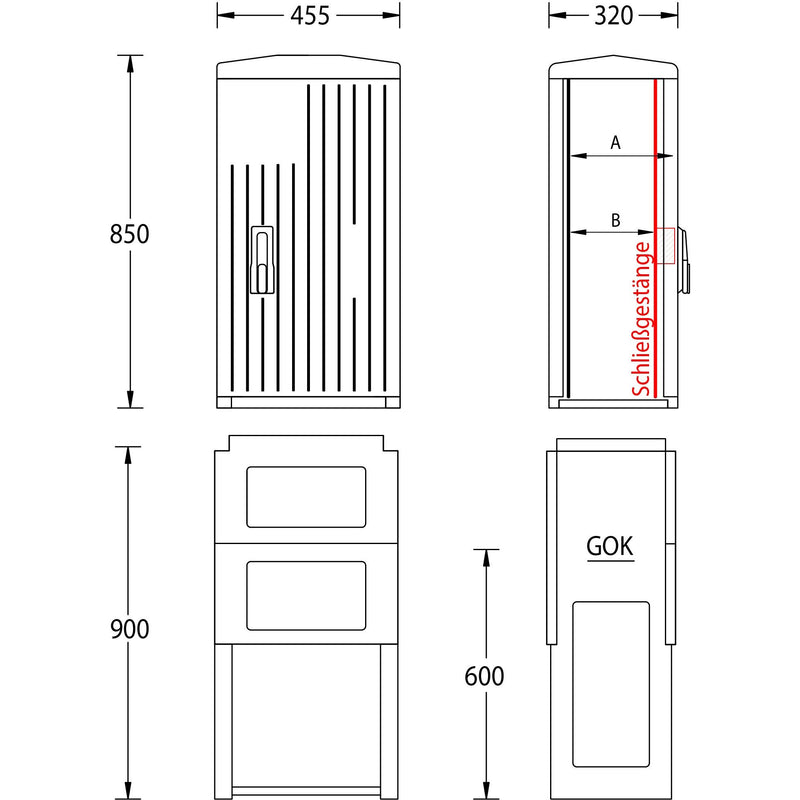 uesa - Gehäuse/Schaltschrank (leer) Leerschrank IP44 A060-850 850x455x320mm