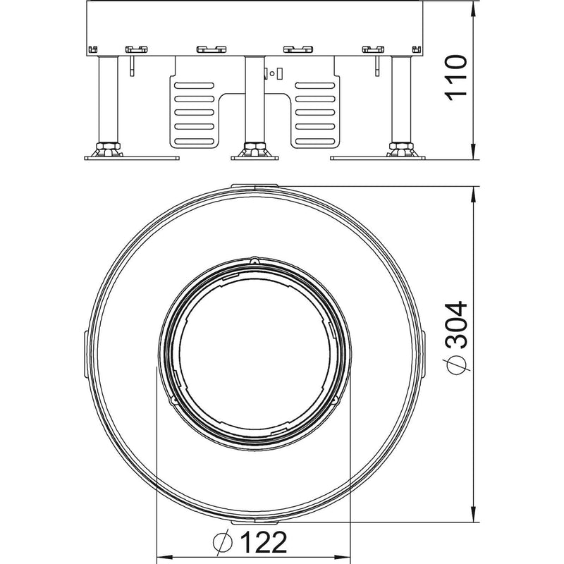 OBO Bettermann - Nivellierbare Kassette für Kanaleinbau, Doppel- und Hohlboden Kassette rund RKFR2 9 V20 D=305mm