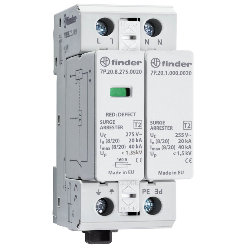 Finder - Überspannungsableiter für Energietechnik/Stromversorgung Überspannungsableiter 7P.22.8.275.1020