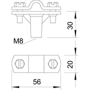 OBO Bettermann - Leitungshalter für Blitzschutz Leitungshalter 168 DIN-K-M8 Zn,G f.Rundleit.8-10mm − 20 Stück