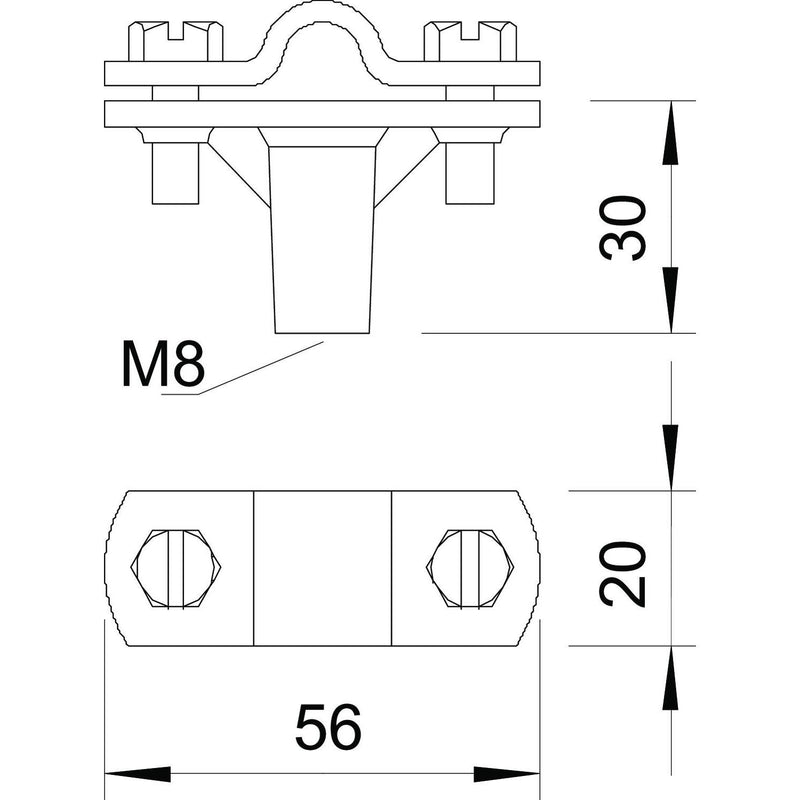 OBO Bettermann - Leitungshalter für Blitzschutz Leitungshalter 168 DIN-K-M8 Zn,G f.Rundleit.8-10mm − 20 Stück