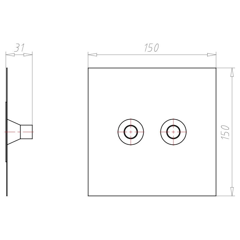Kaiser - Zubehör/Ersatzteile für Dose/Gehäuse für Montage in der Wand/Decke Doppel-Rohrmanschette 9079-55 D15-22mm Alu-Butyl