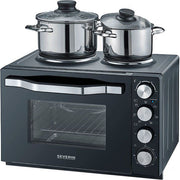 Severin - Tischbackofen/Backgrill Toastofen m.Kochplatten TO 2074 sw/eds-geb. 2500W,30l
