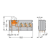 WAGO - Leiterplattenklemme 3LeiterLeiterplattenklemme 742-153 2,5 mm²,grau − 100 Stück