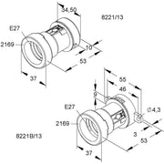 HKL - Lampenfassung Illu-Fassung 8221B/13 E27 IP44 − 25 Stück