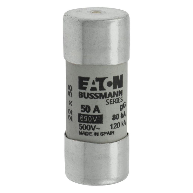 Eaton - Zylindrische Sicherung Sicherungseinsatz Nieders. CYL GG 22,#C22G50S 50A AC 690V 80kA − 10 Stück