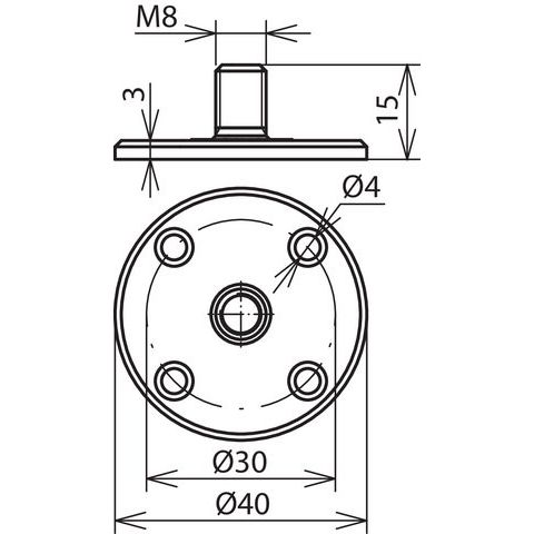 DEHN - Zubehör/Ersatzteile für Erdung und Blitzschutz Befestigungsplatte BP D40 GBM8 4XB4 KGR D 40mm Kunststoff