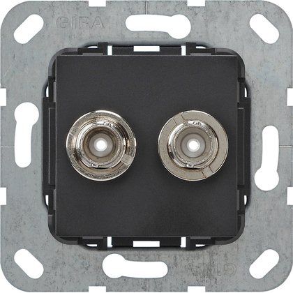 Gira - Einsatz/Abdeckung für Kommunikationstechnik BNC 2fach Crimpanschluss 563010 sw matt