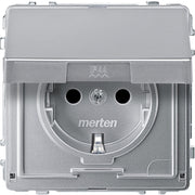 Merten - Steckdose SCHUKO-Steckdose alu MEG2310-7260 Klappdeckel