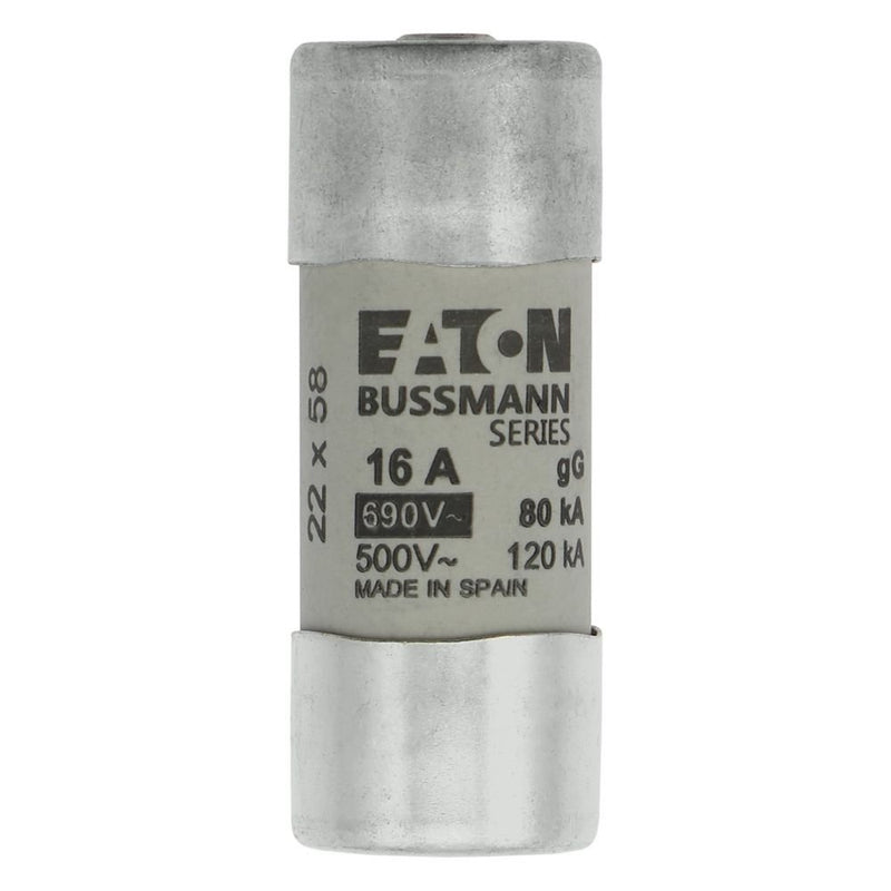 Eaton - Zylindrische Sicherung Sicherungseinsatz Nieders. CYL GG 22,#C22G16S 16A AC 690V 80kA − 10 Stück