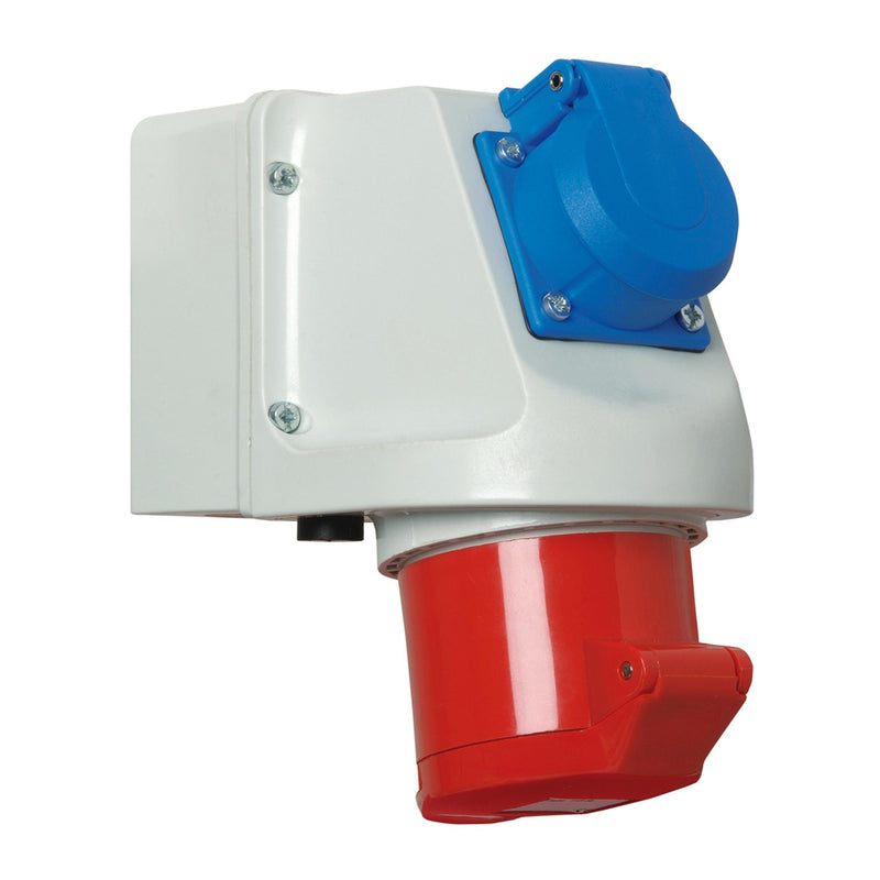 Walther Werke - CEE-Steckdose (IEC 60309) Mini-Kombi Wanddose 32A 135 5P400V6h+Schutz.IP44 − 1 Stück